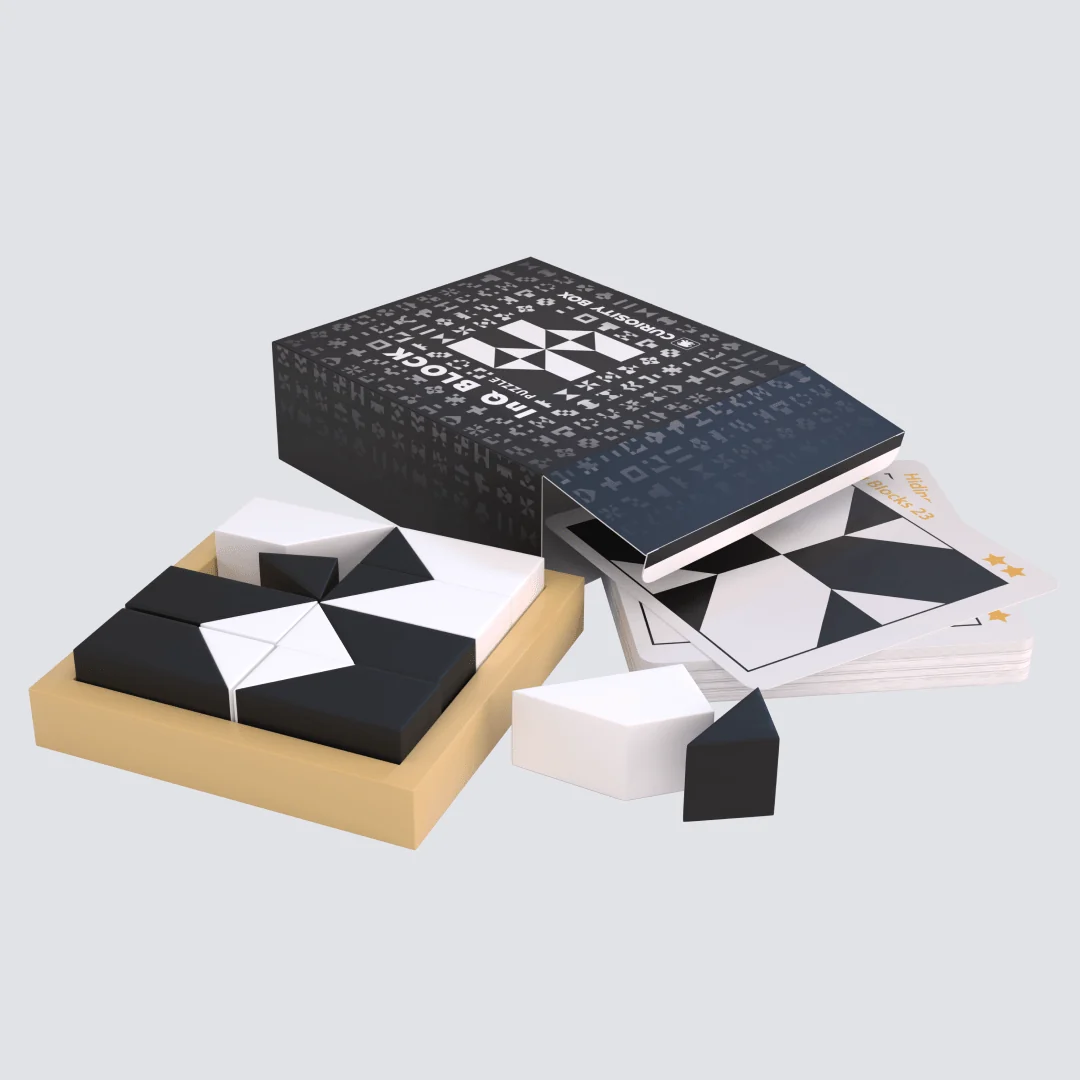 InQ Block Puzzle with blocks and challenge cards